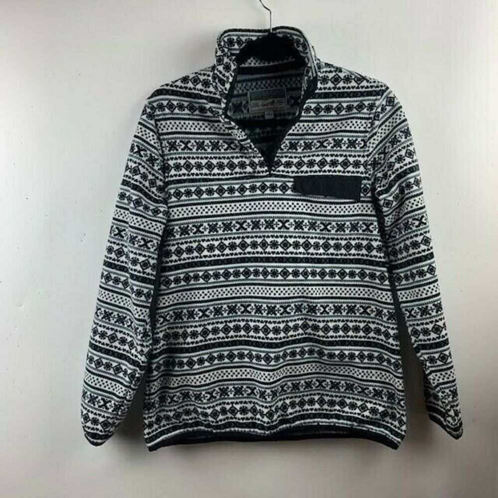 Jachs Cabin Size S Womens Fleece Pullover Black White